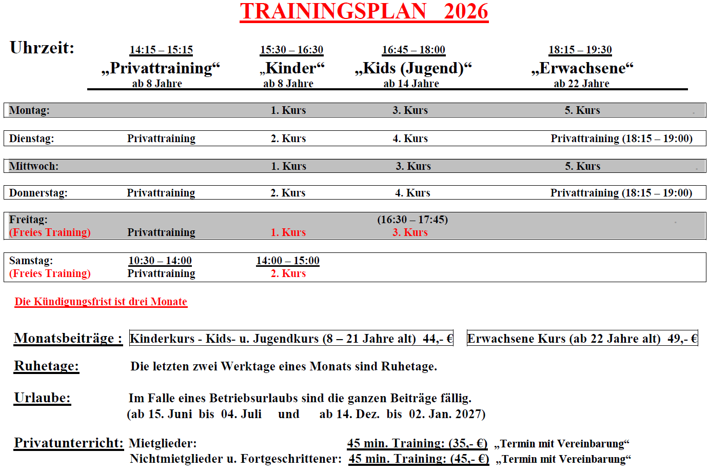 Training Plan Public